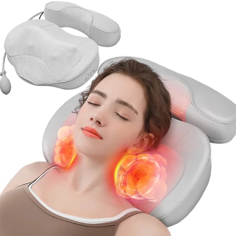 Smart Library Home Use Neck Back Massager With Heat 3D Compress Rolling Waist Pad Seat Car Massager Neck Pillow Massager