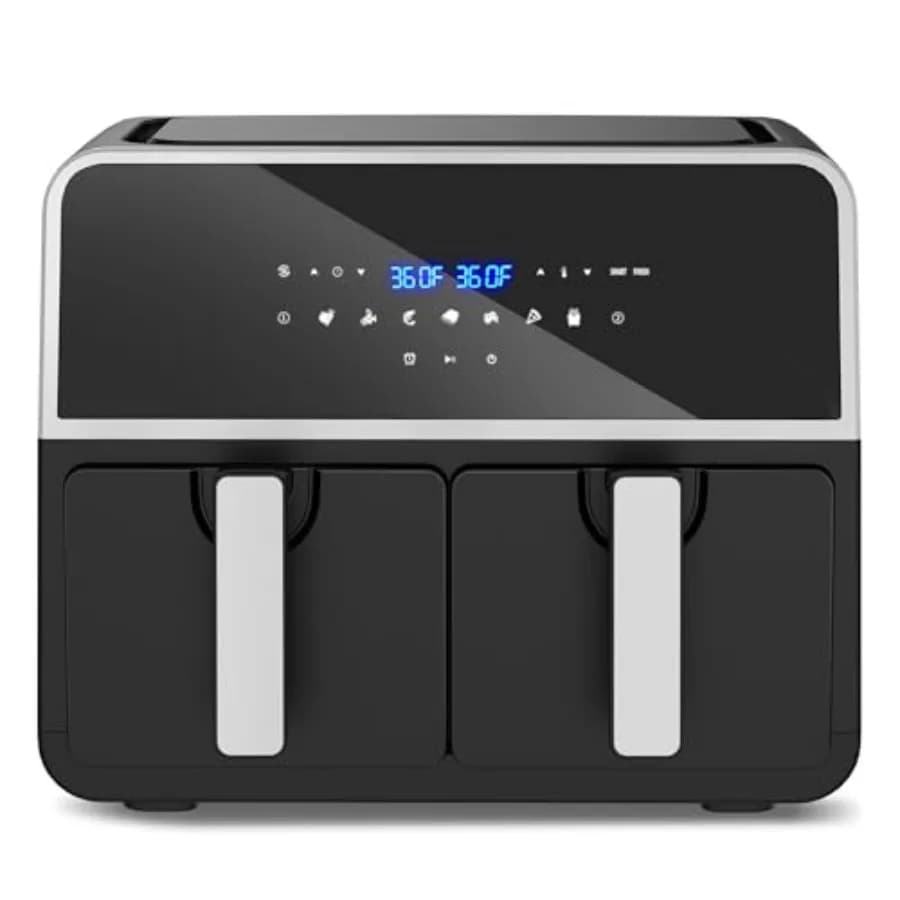 Friggitrice ad aria da cucina con cestelli in ceramica, finitura nera, versatilità 7-in-1 e finitura intelligente per pasti facili