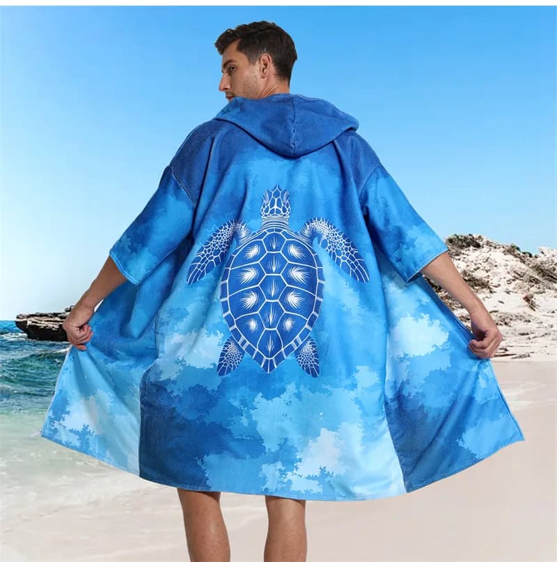 Accappatoio con cappuccio per adulti con chiusura a zip, poncho in microfibra ad asciugatura rapida, telo da bagno, spiaggia, surf, palestra.