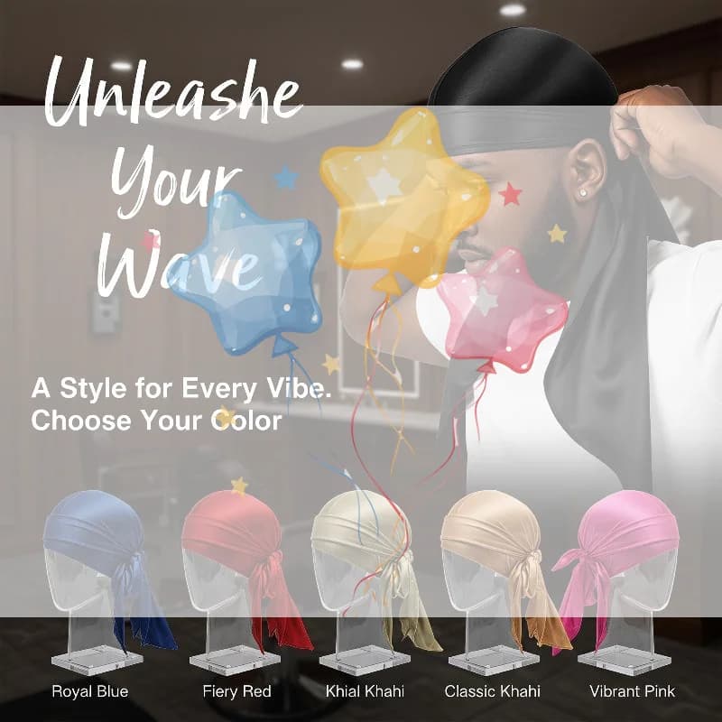 Unisex Silky Long Tail Durag Pirate Hat Turban Fashion Headwraps Cap Bandana Women Men Headwear Caps Hijab Hair Accessories