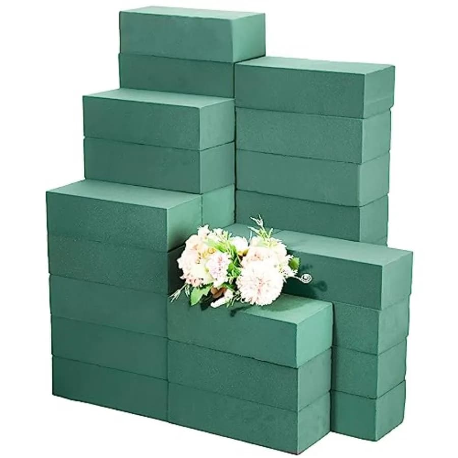 Marsui 30 Pezzi Blocchi di Schiuma Floreale Verde per Composizioni di Fiori Freschi e Artificiali, Forniture per Fioristi
