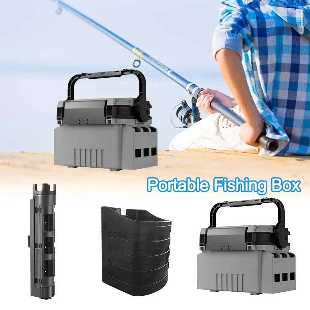 Multifunctional Portable Fishing Box Large Capacity Compact Design Fishing Rod Stand Rod Barrel Holder Fishing Gear