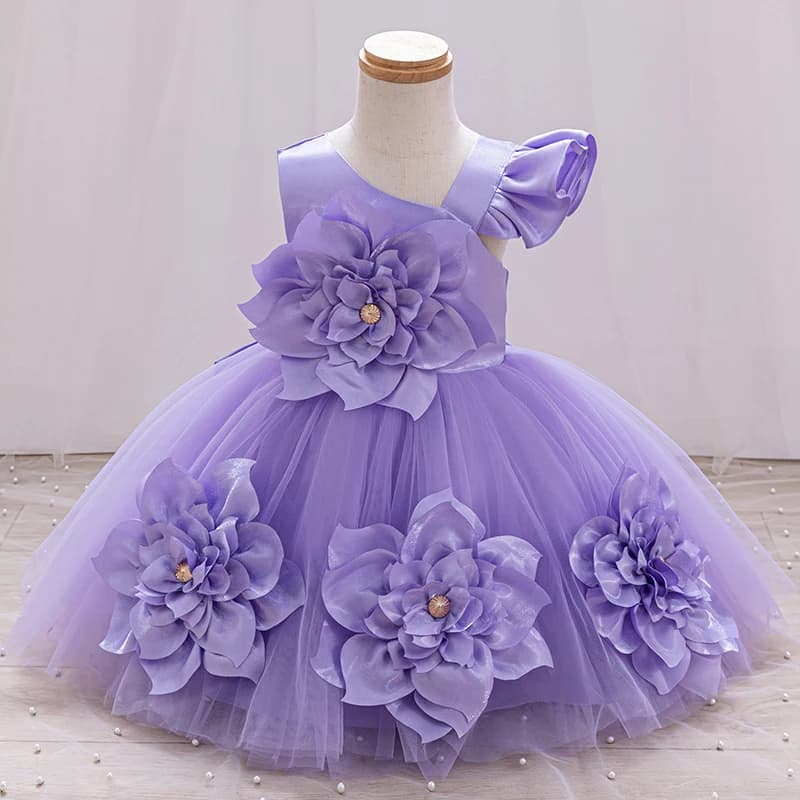 Abiti da spettacolo per bambine, nuovo abito da spettacolo di bellezza per ragazze di fiori a spalla singola, costume natalizio formale da 0 a 6 anni