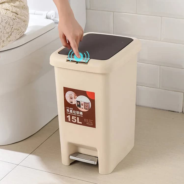 8L/ 10L Trash Can Pedal With Lid Household Classification Kitchen Toilet Bathroom Trash Can Hand-Opening Waste Bin Large Storage