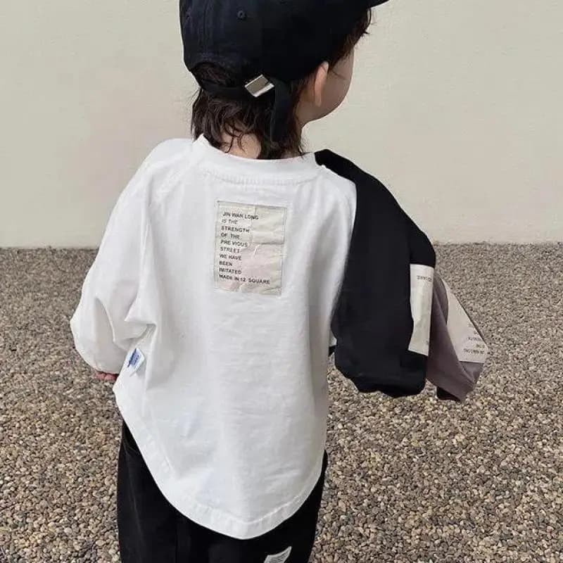 Nuova Maglietta a Maniche Lunghe per Bambini Primavera 2026, in Cotone, per Bambini e Bambine, Tinta Unita, Casual, Versatile, Comoda