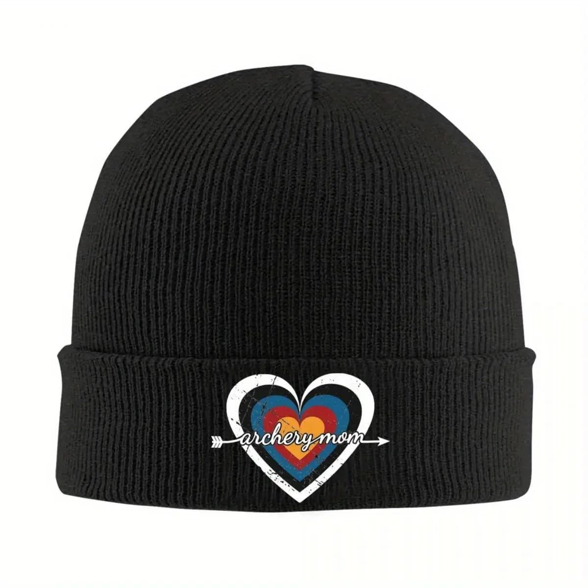 Cappello lavorato a maglia con motivo a cuore per tiro con l'arco, per donna e uomo, berretto autunnale invernale, cappello casual per tiro con l'arco