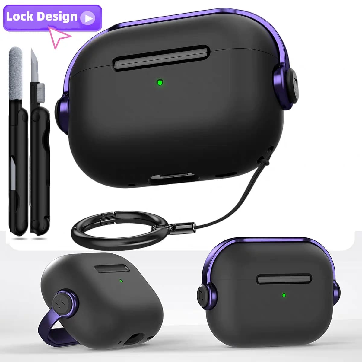For Airpods Pro 3 2025 Safe Lock Housing and Cleaning Kit Musical earphone Protective Housing for Airpods Pro 3/Pro 2/4
