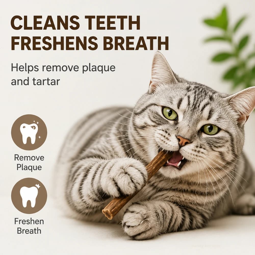 Bastoncini Masticabili Naturali alle Erbe per la Pulizia Orale, Giocattolo Rinfrescante per l'Alito, Prodotti per la Cura dei Denti per Gattini e Gatti Adulti Domestici