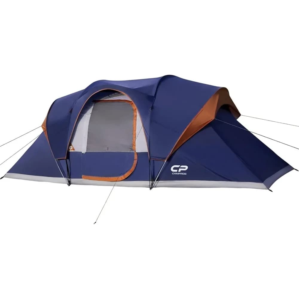Tenda da campeggio Tenda da cabina familiare per 10 persone, tenda impermeabile resistente all'acqua per 2 stanze con tetto antipioggia superiore, 4 grandi finestre a rete, doppia