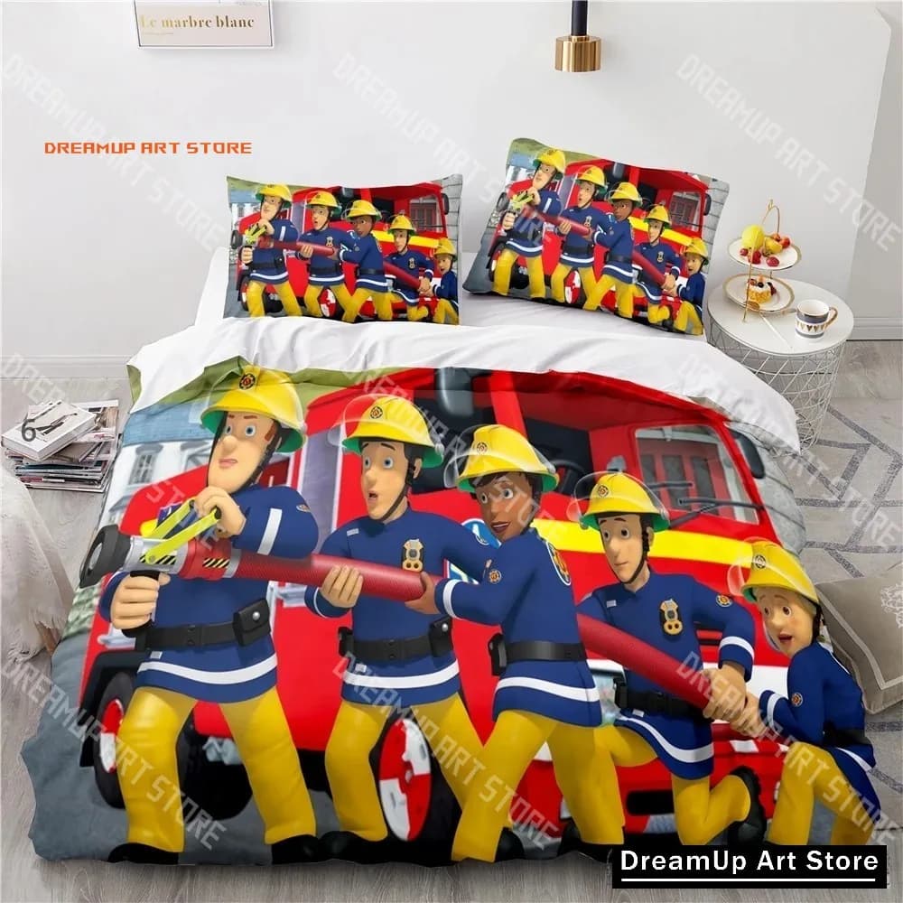 2026 Fireman Sam Cartoon Love Child Duvet Cover Set HD Comforter Cover Bedclothes For Kids Bedding Sets Bedroom Decor