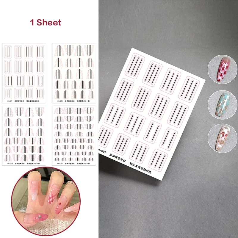 1 sheet of transparent stickers for guide French manicure, strong adhesives, decals for nail art, French manicure, stencil DIY, 3D styling tools
