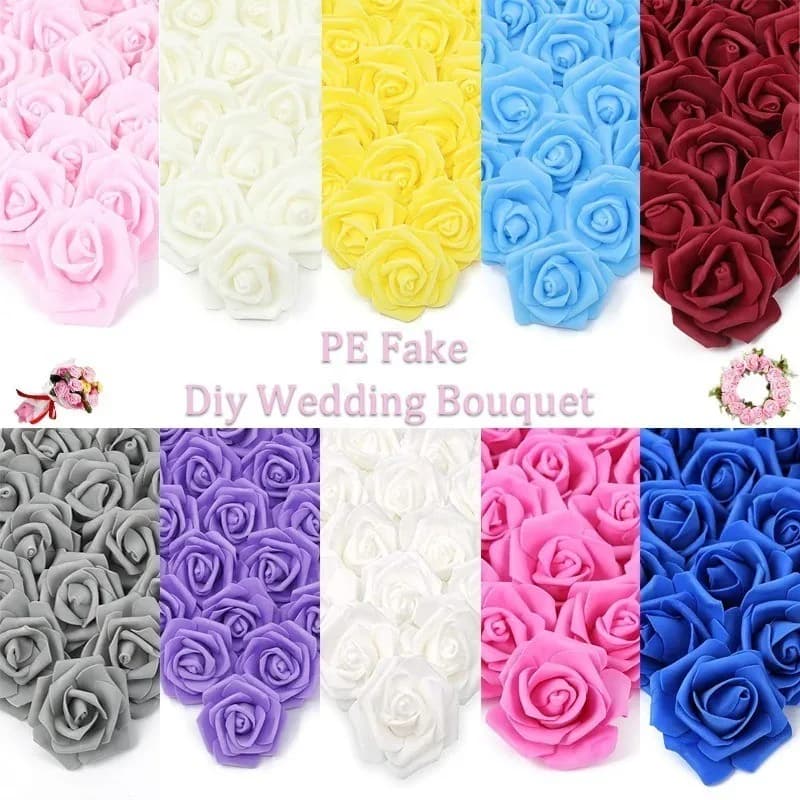 50 pezzi di fiori artificiali rose in schiuma teste di fiori finti per la decorazione di nozze bouquet festa nuziale decorazioni per la casa regali accessori