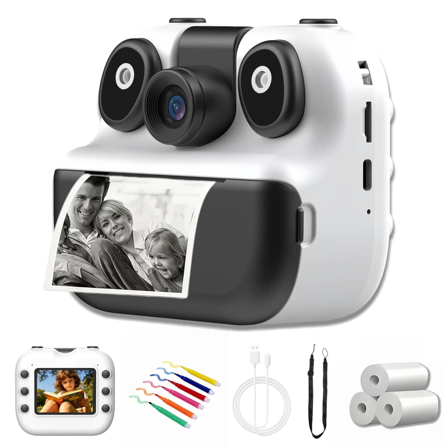 Fotocamera Digitale per Bambini con Mini Stampante Termica Portatile, Registrazione Video HD, Stampa Istantanea, Regalo Educativo di Compleanno