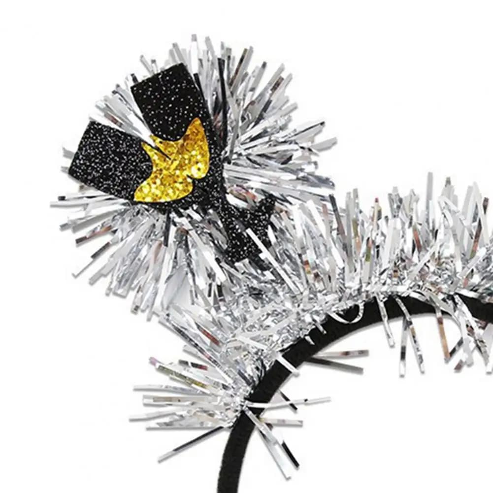 Fascia per capelli di Capodanno 2026 con lettere "Felice Anno Nuovo" Fascia per capelli con orpelli glitterati con cappello in vetro di vino Copricapo da festa per il conto alla rovescia