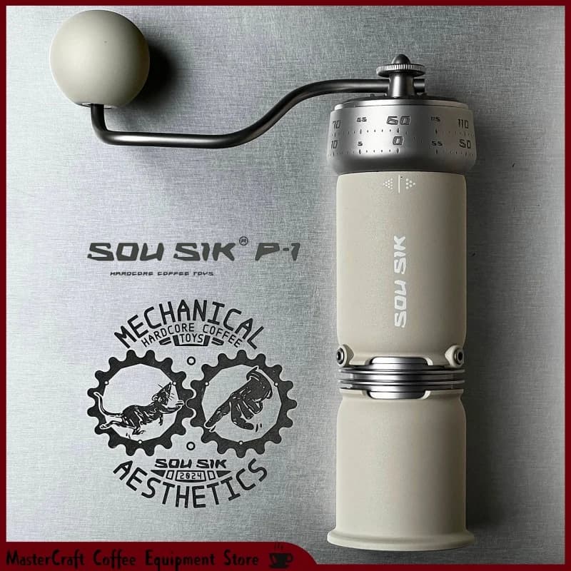 SOU SIK P1 Hand Coffee Grinder Manual Burr Mill Portable Espresso Pour Over Travel Camping Coffee Desert Yellow Olive Green