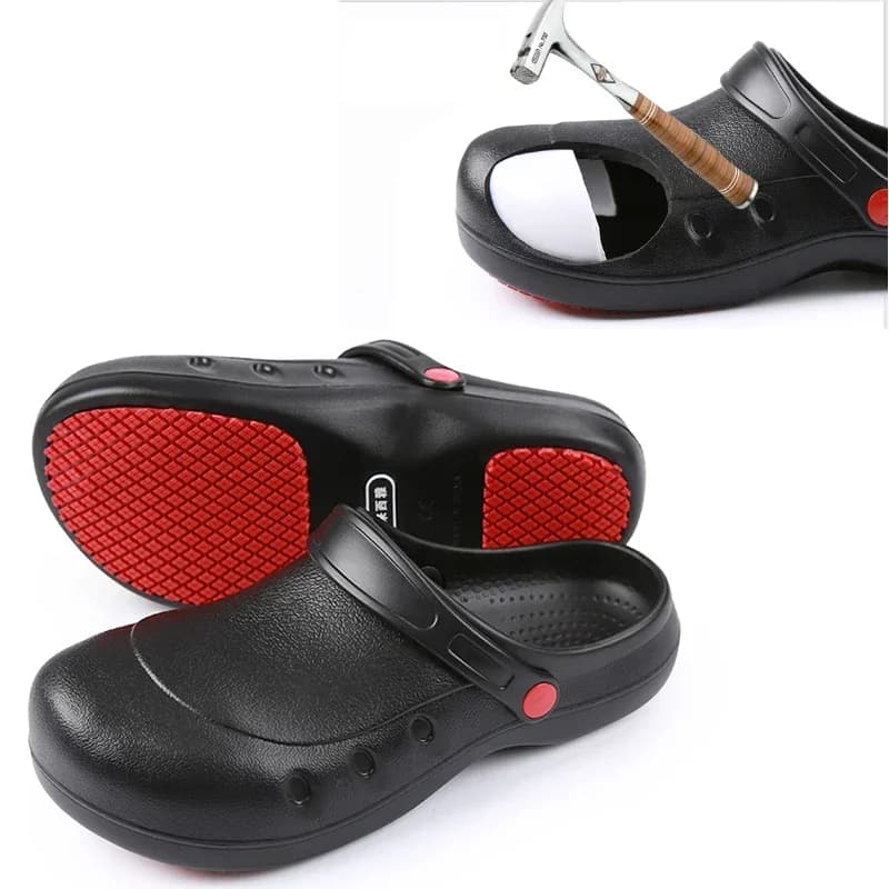 Scarpe antinfortunistiche con puntale in acciaio Scarpe da cuoco antiscivolo per cena Cucina da lavoro Calzature industriali Indistruttibili impermeabili