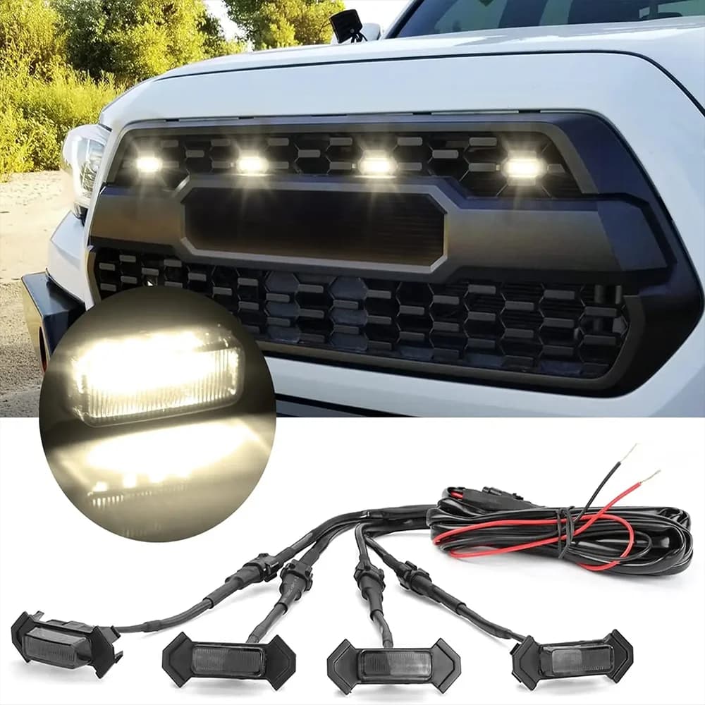 Universale 4PCS Auto Anteriore LED Griglia Luce Stroboscopica Avvertimento Lampada diurne Griglia Luce Eagle Eye Lampada per Offroad Bianco Ambra
