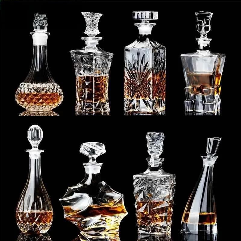 Bottiglia di vino in vetro cristallo europeo Sle Aeratore personalizzato Bottiglia di whisky Sed Decanter per vino rosso Uso domestico con coperchio