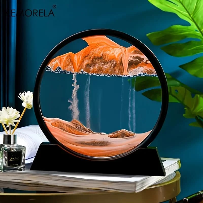 26CM 3D Moving Sand Art Picture 12 pollici Round Glass Ocean Sandscape clessidra Quicksand Craft Flowing Sand Painting Home Decor