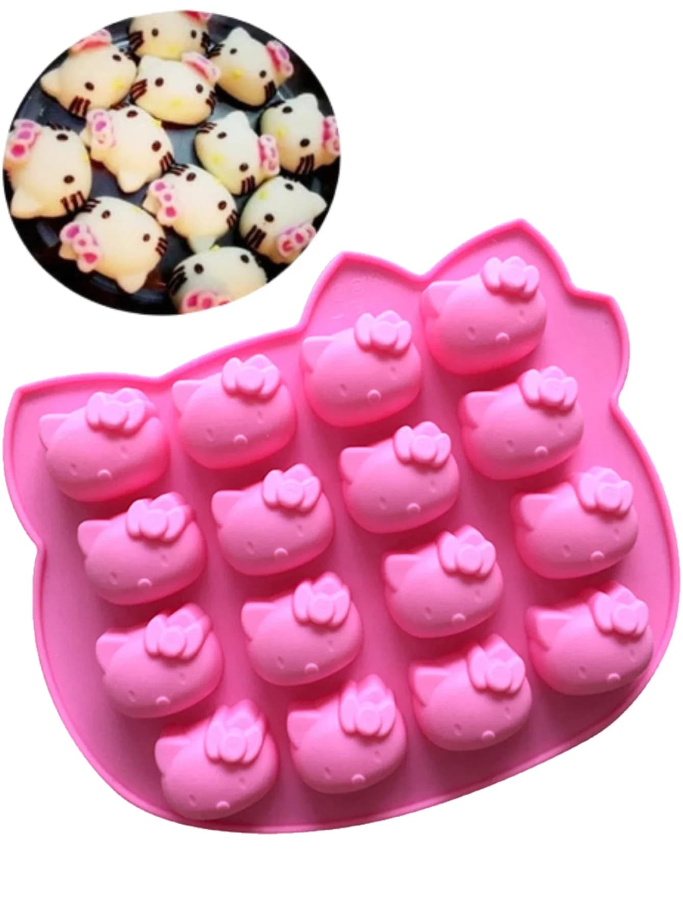 Set di Stampi in Silicone a Forma di Hello Kitty per Cubetti di Ghiaccio, Riutilizzabili, per Congelatore, Stampi per Cioccolato e Biscotti Fai-da-Te, Utensile da Cucina
