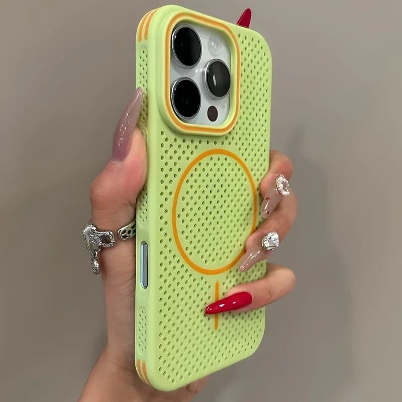 Custodia per telefono di lusso Magsafe con dissipazione del calore per iPhone 12 13 14 15 16 17 Pro Max 16 Plus 17Air Cover posteriore con paraurti magnetico