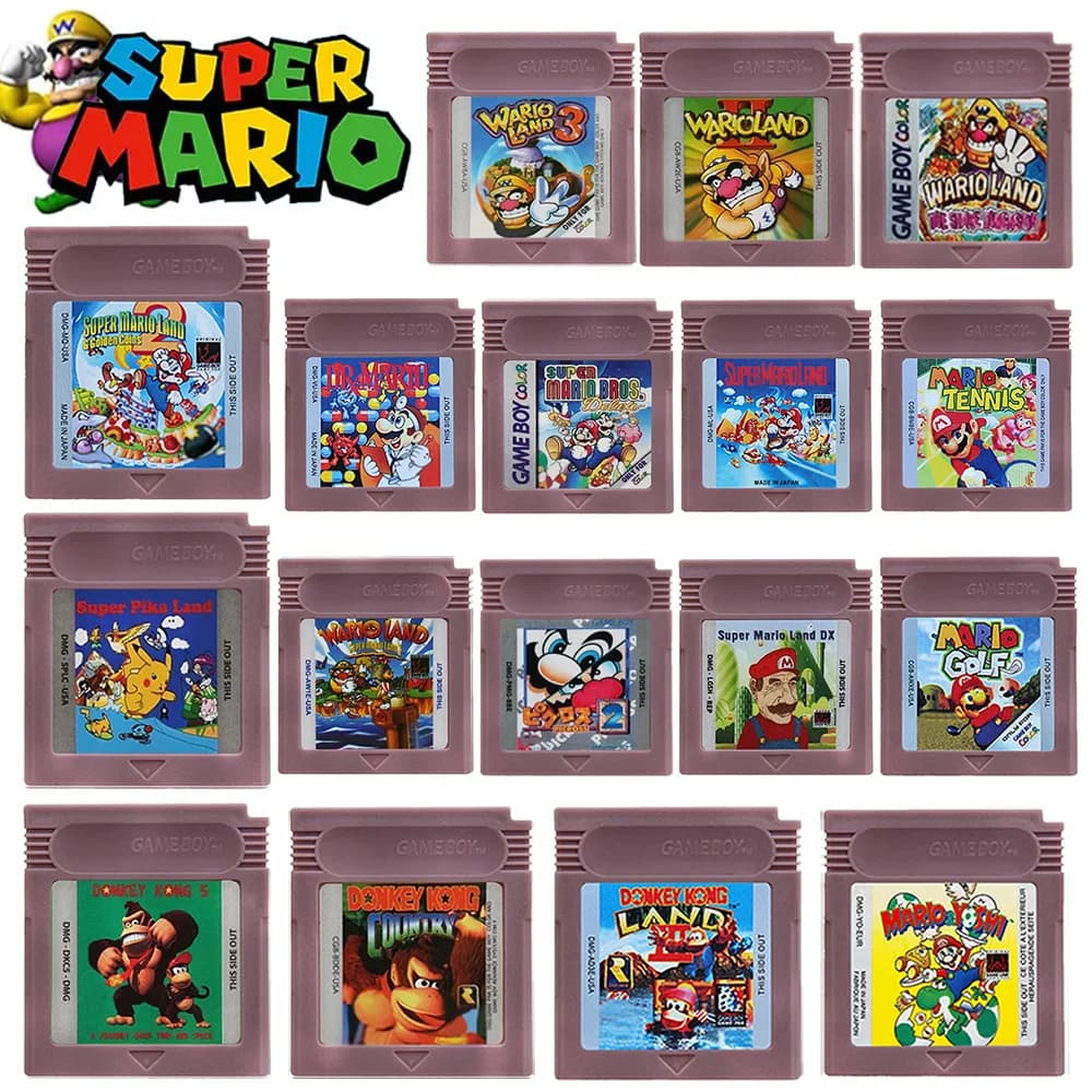 Serie Mario GBC, Cartucce di Gioco a 16 Bit per Console, Wario Land, Donkey Kong, Wario Land 2, Yoshi per GBC