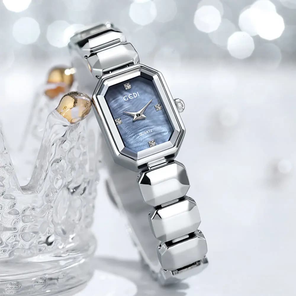 GEDI Women's Watch Luxury niche Design Crystal Sugar Strap Minimalist Women's Quartz Birthday Gift for Women