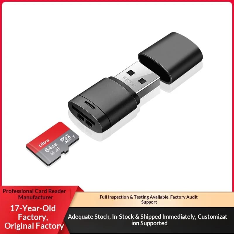 Lettore di schede USB 2.0 ultra-compatto per auto, all'ingrosso direttamente dalla fabbrica, facile da usare per schede di memoria TF