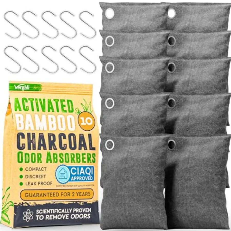 Assorbitore di Odori al Carbone Attivo per Odori Forti in Auto, Armadio, Scarpe, Cantina. 10 Sacchetti di Carbone Attivo Assorbitori di Odori per