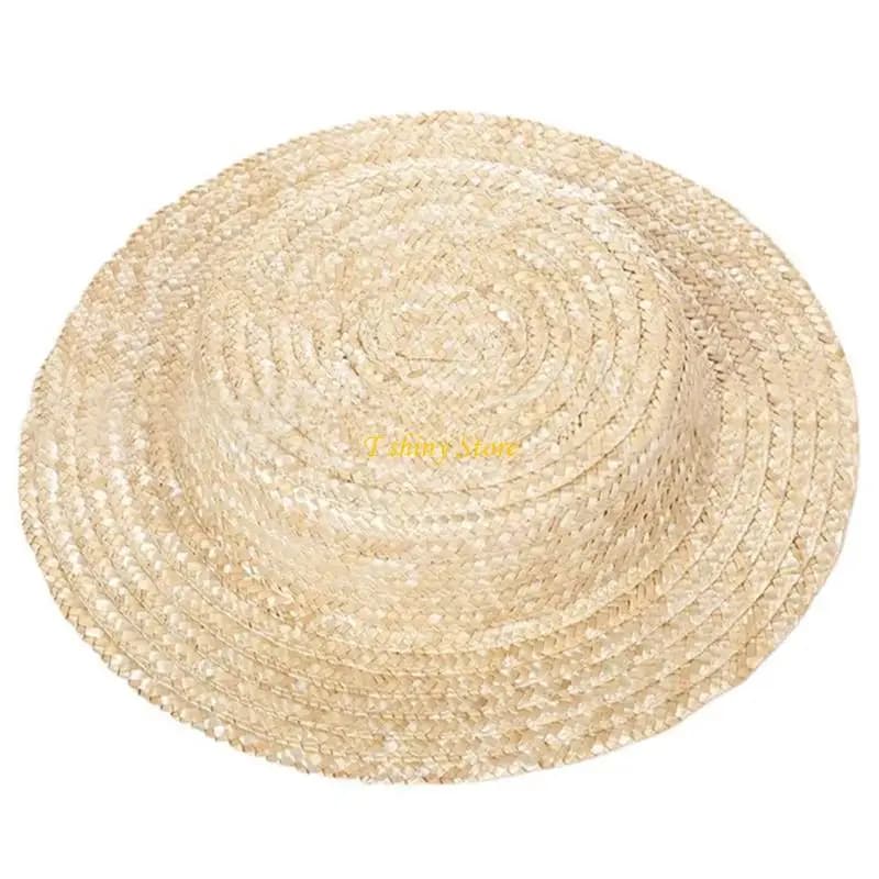 N58F Base per cappello a cuffia in paglia intrecciata per donna Cappello paglia traspirante Cappello a cilindro