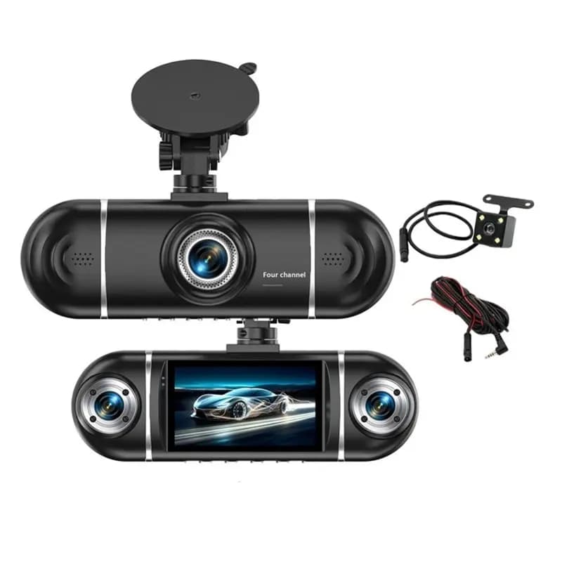 AASS-Per Auto Telecamera da Cruscotto a 4 Canali 1080P con WIFI e APP, Registratore Video DVR per Auto, Telecamera Posteriore