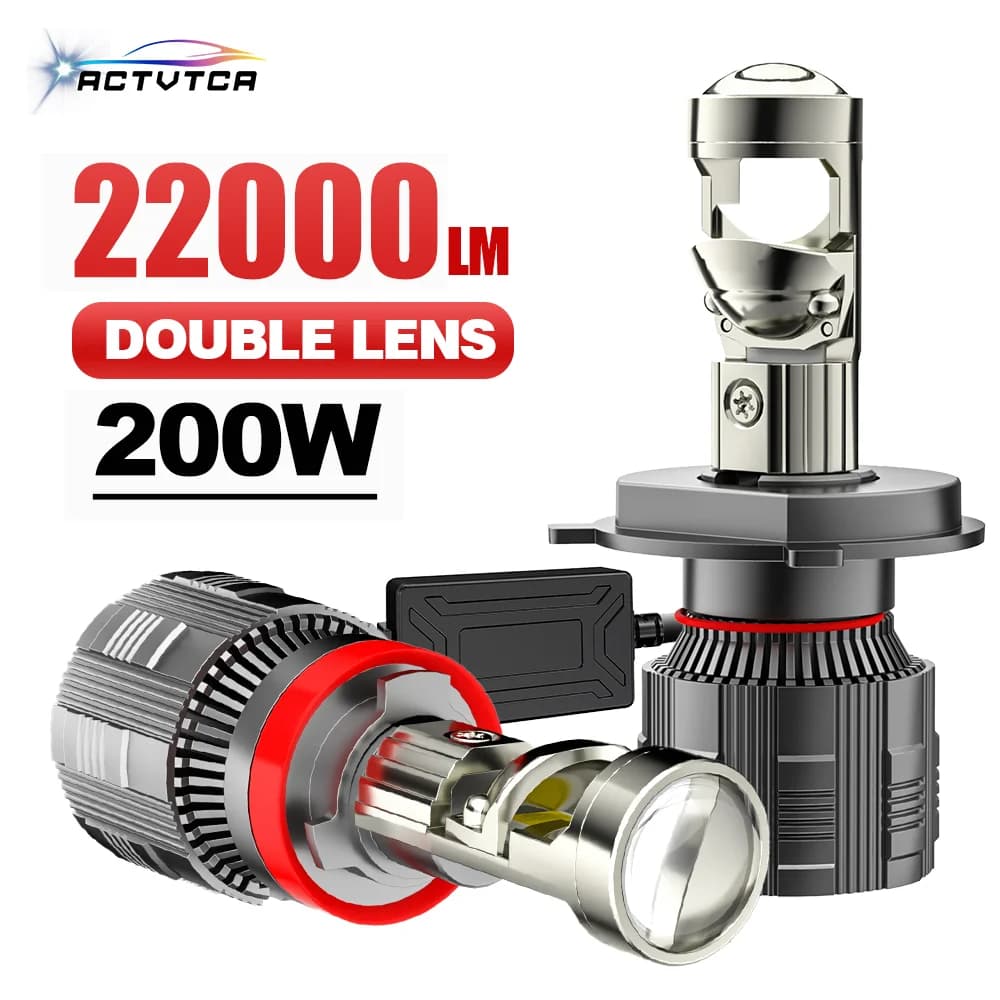 ACTVTCA 200W 22000LM lampadina a led HB3 H4 H7 lente per proiettore a Led H11 9005 9006 HB4 faro per auto Canbus Lampa 6000K Mini fendinebbia