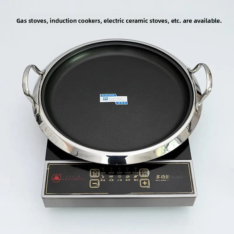Stainless steel non-stick pan for frying fish, pizza and more