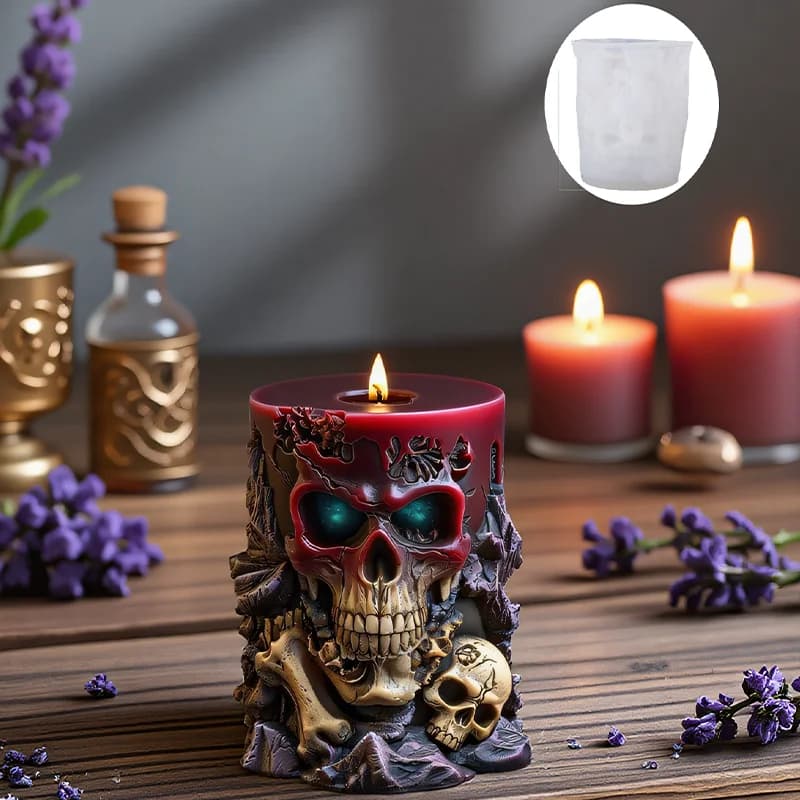 Pillar-shaped relief Halloween candle silicone mold, exquisite texture, durable high-quality mold, used for Halloween decoration