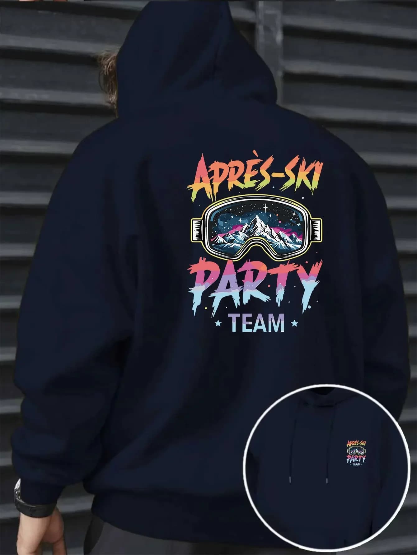 Unisex Street Style Hooded Sweatshirt Men Women Ski Goggles Mountain Art Print Loose Fit Versatile Comfortable Casual Pullover