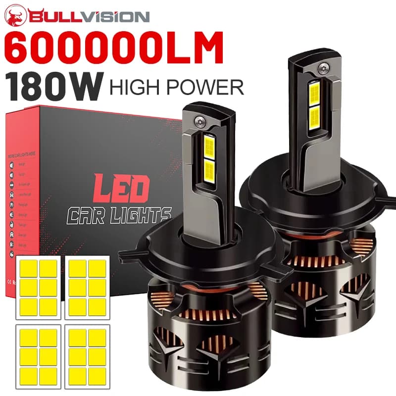 2PCS H11 H8 H4 LED Headlights 16PCS 8025 CSP 180W H1 H9 HB3 HB4 9005 9006 9012 HIR2 1:1 Mini 12V Car Bulbs For Projector Lens