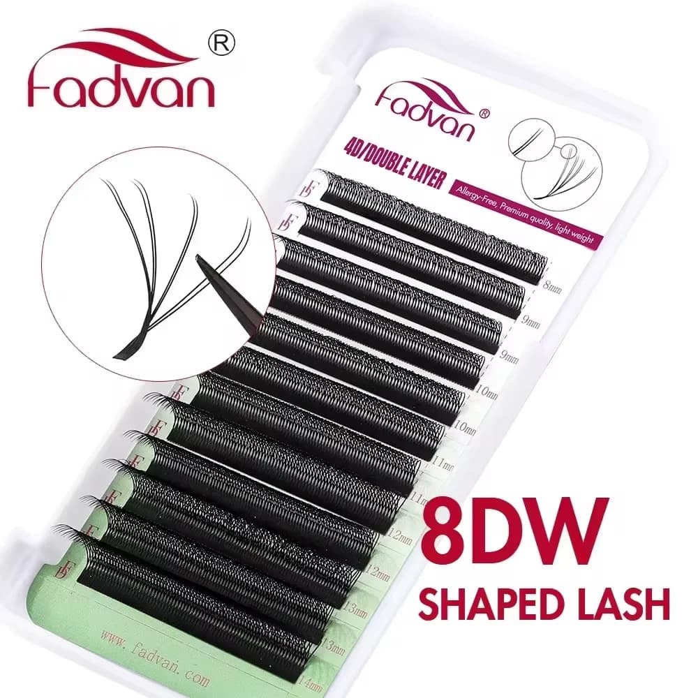 Fadvan 8D W Shape Extension Eyelash Two Tips 4D Premade Fan Eyelash Fin Faces Supplies