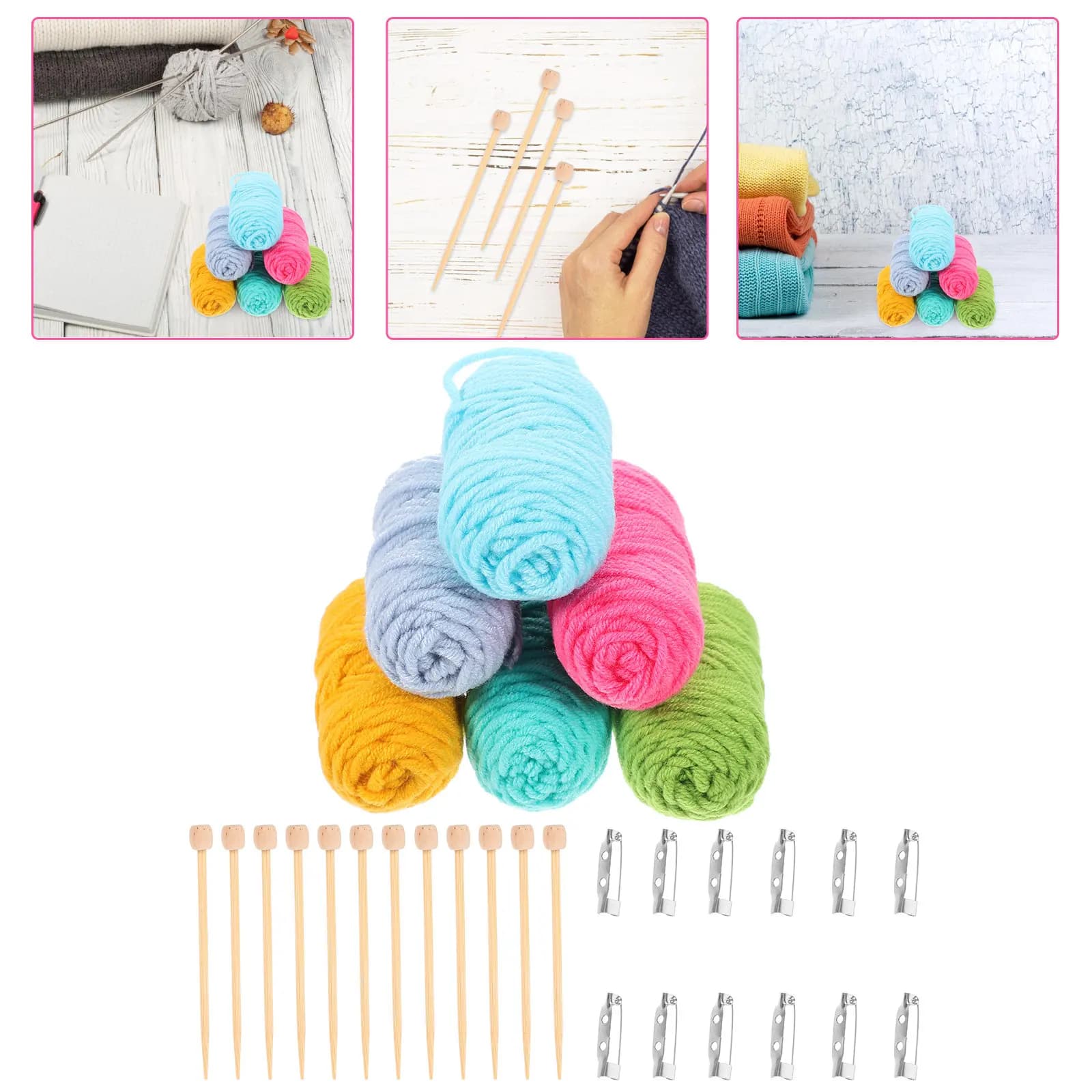 Set of Compact and Light Jersey Mini Ferries, Short Wood Hook Ferries for Small Knitting Works and Spille Creation