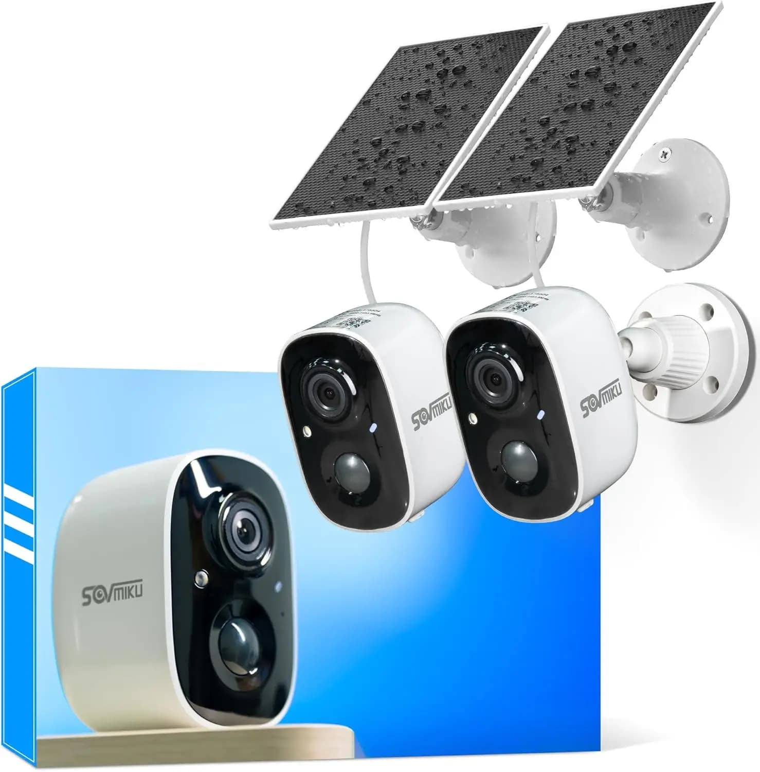 Telecamera di sicurezza solare wireless per esterni, alimentata a batteria, rilevamento del movimento PIR, audio bidirezionale, visione notturna a colori