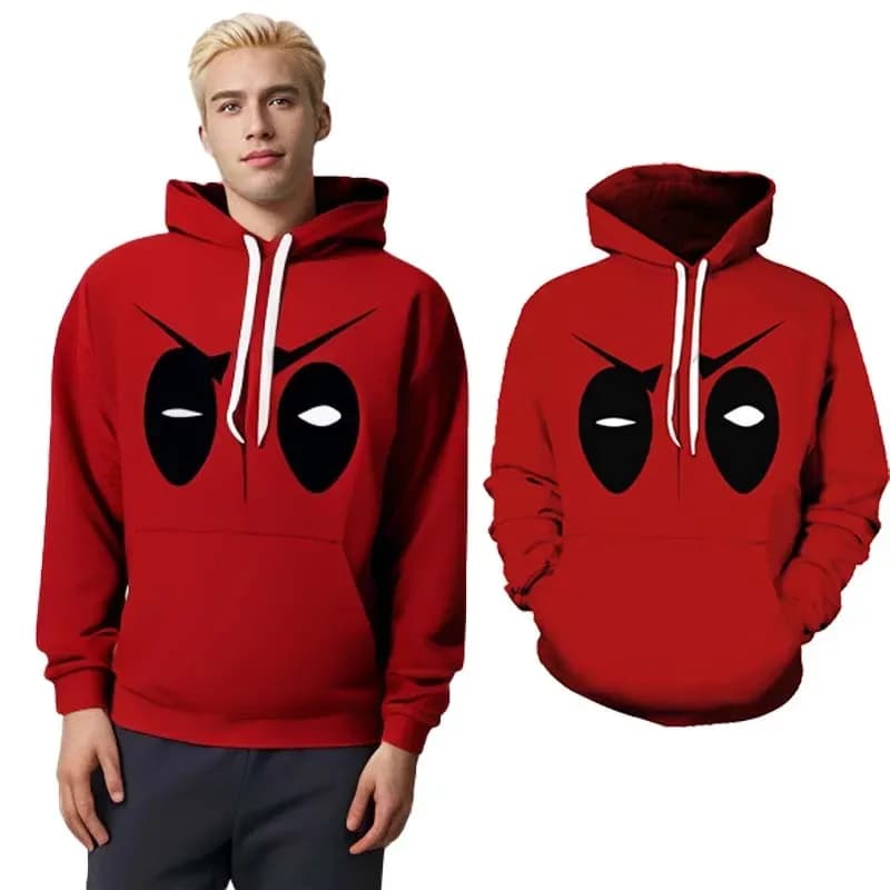lHalloween Cosplayl Deadpool Felpe con cappuccio per uomo Donna Costume cosplay da supereroe Pullover Stampa 3D Carnevale di Natale per adulti Felpa rossa