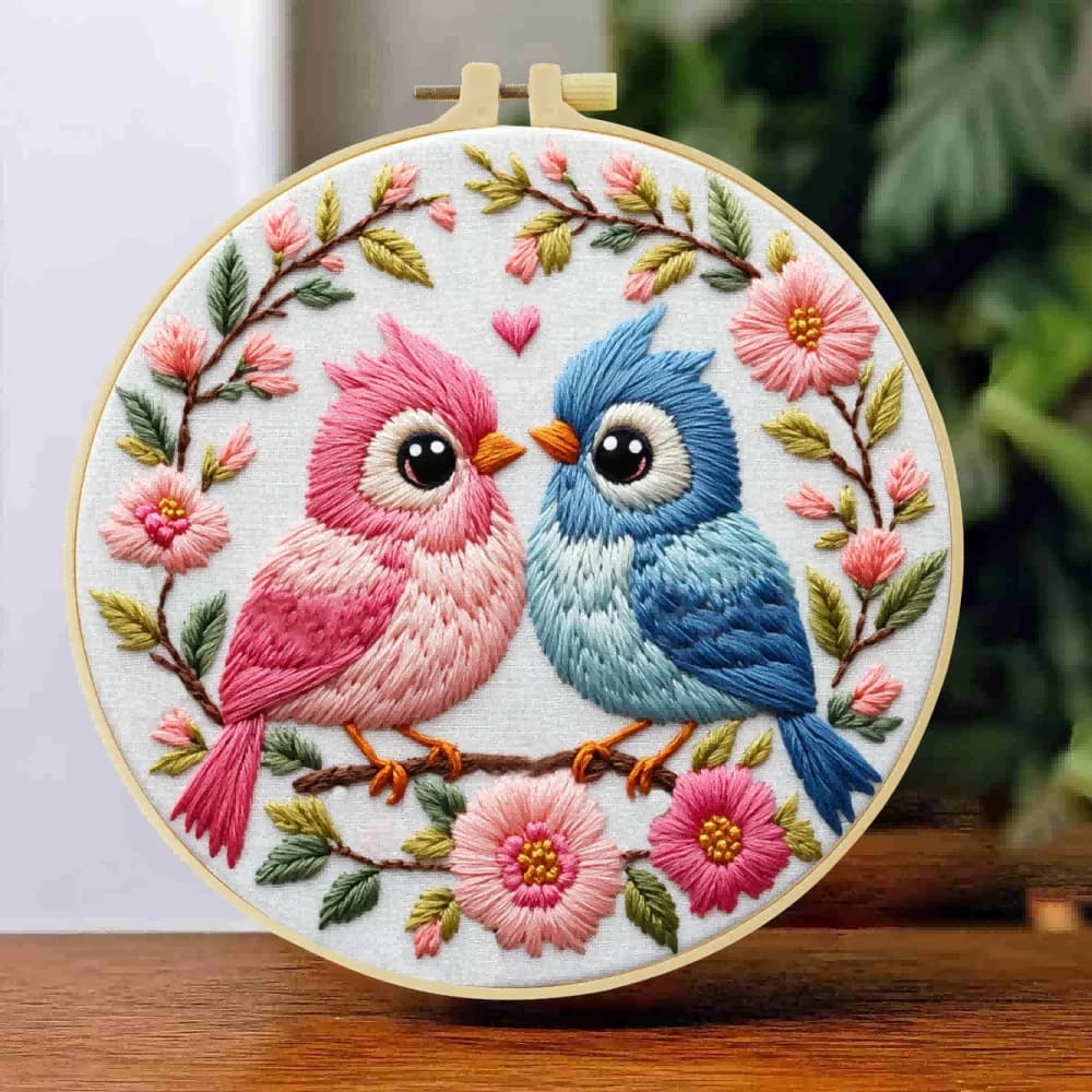 1 pz 20X20 CM/15X15 CM Ricamo Starter Kit FAI DA TE punto croce Cucito Arte-uccello Rosa e uccello blu