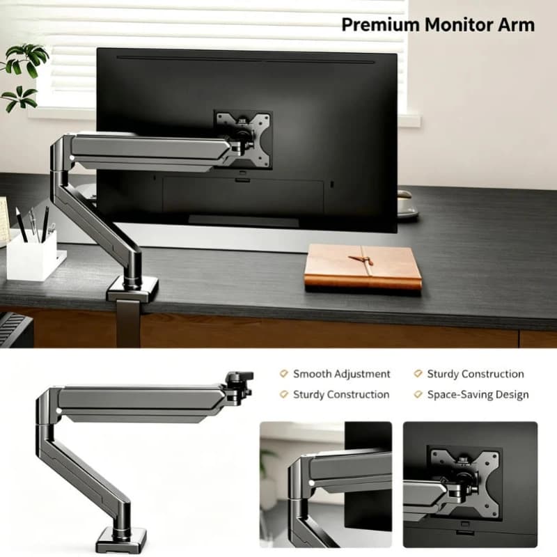 Supporto da Scrivania Universale Regolabile per Monitor, Supporto Singolo per Schermi da 32 Pollici fino a 19,8 Libbre, per Uso Domestico e Ufficio
