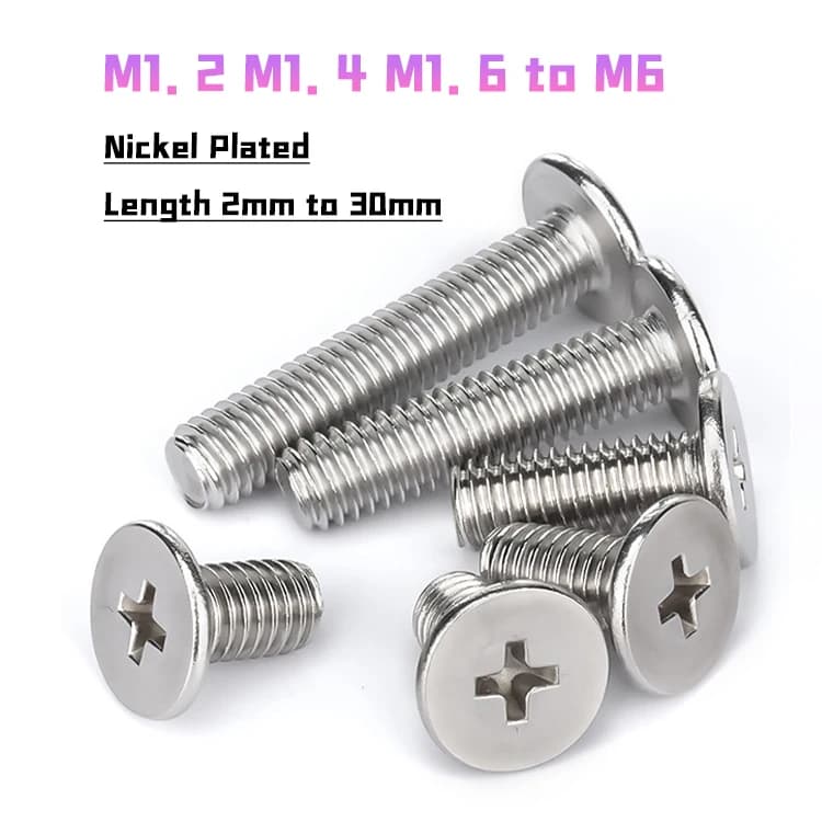M1.2 M1.4 M1.6 M2 M2.5 M3 M4 M5 M6 Nickel Plated CM Ultrathin Phillips Flat Wafer Head Screw Bolt Laptop Screws Machine Bolts