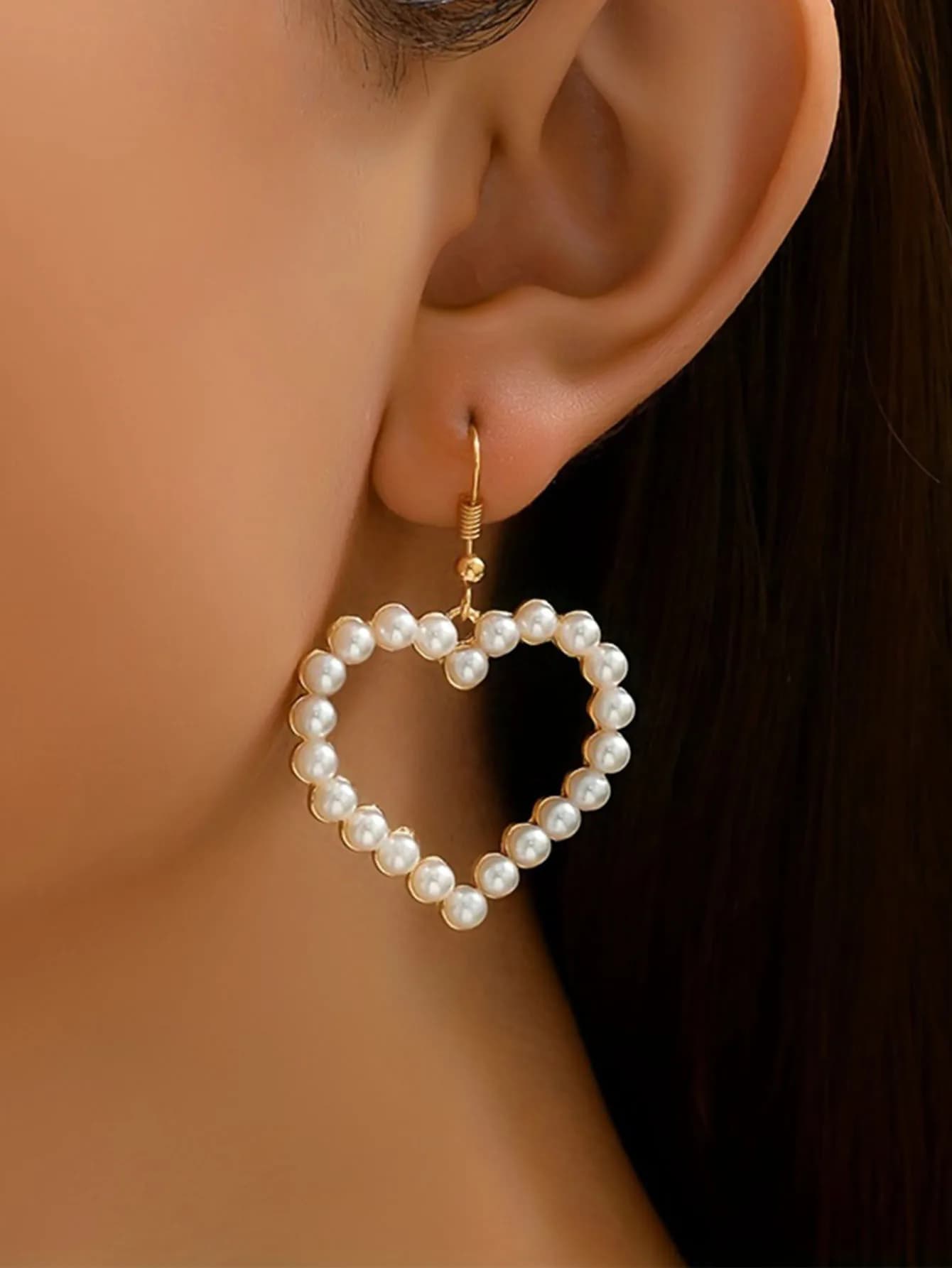 Eleganti orecchini pendenti a forma di cuore con perle finte, delicati gioielli pendenti per donne, matrimoni, feste nuziali, uso quotidiano