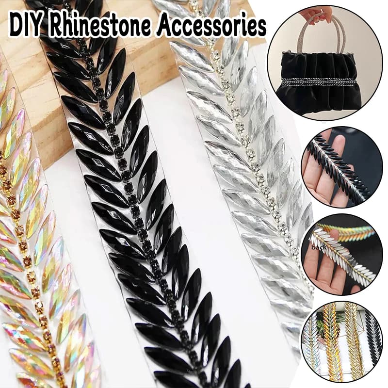 1 metro di strass di cristallo finiture a forma di moda riparazione fai da te ferro-on strass nastro cristalli scarpe eleganti borse accessori