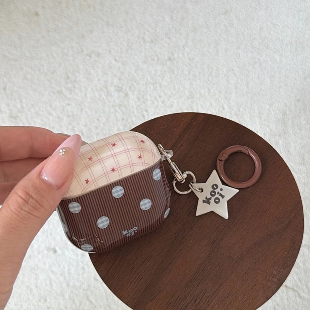 Custodia per auricolari con motivo a righe, pois e griglia, effetto collisione di colori e superficie lucida, per AirPods 1 o 2, 3, 4, Pro 2, Pro 3