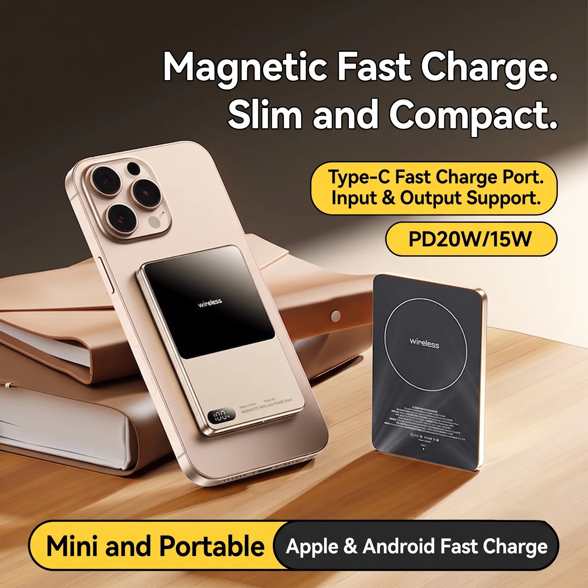 3-in-1 Magnetic Wireless Powerbank PD20W Fast Charge Portable External Battery Power Bank For iPhone 12-17 Watch Airpods Samsung