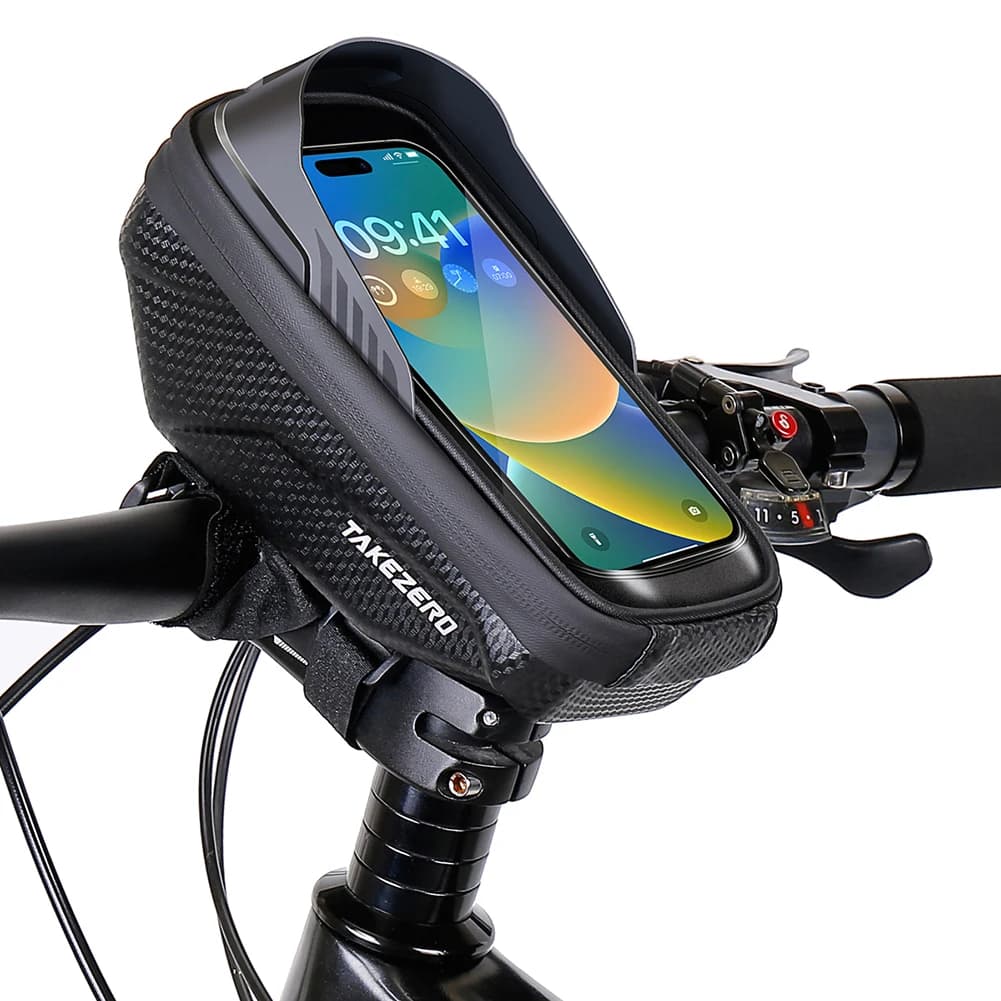 Borsa per telaio anteriore per bicicletta da 1 litro Borsa per tubo superiore per bici impermeabile Supporto per touch screen Visiera parasole Borsa per telaio per bici Accessori per bici da strada