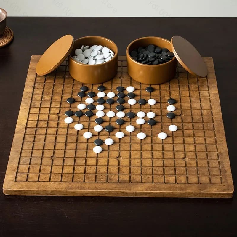 For Torreya Wood Dual-Use Enclosure Chessboard, Jujuba Tree Chess Jar com Novo Yunzi Go Piece Set