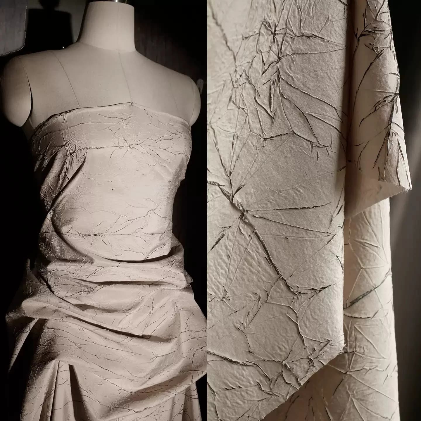 Tessuto per Abbigliamento Cinese Han, Materiale Creativo a Doppio Strato con Texture 3D Plissettata Irregolare, per Pantaloni e Abiti Fatti a Mano